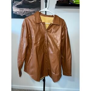 Brown Fashion Button Up Women's Jacket sz L